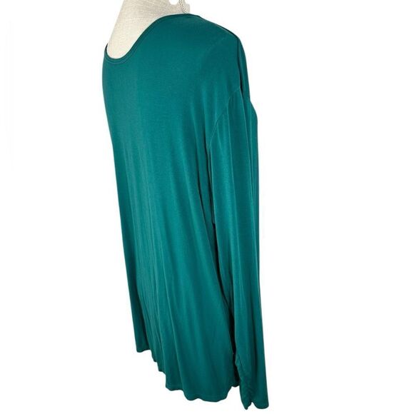 Kickee Pants Adult Teal Green Long Sleeve Bamboo Pajama Top - Picture 3 of 5